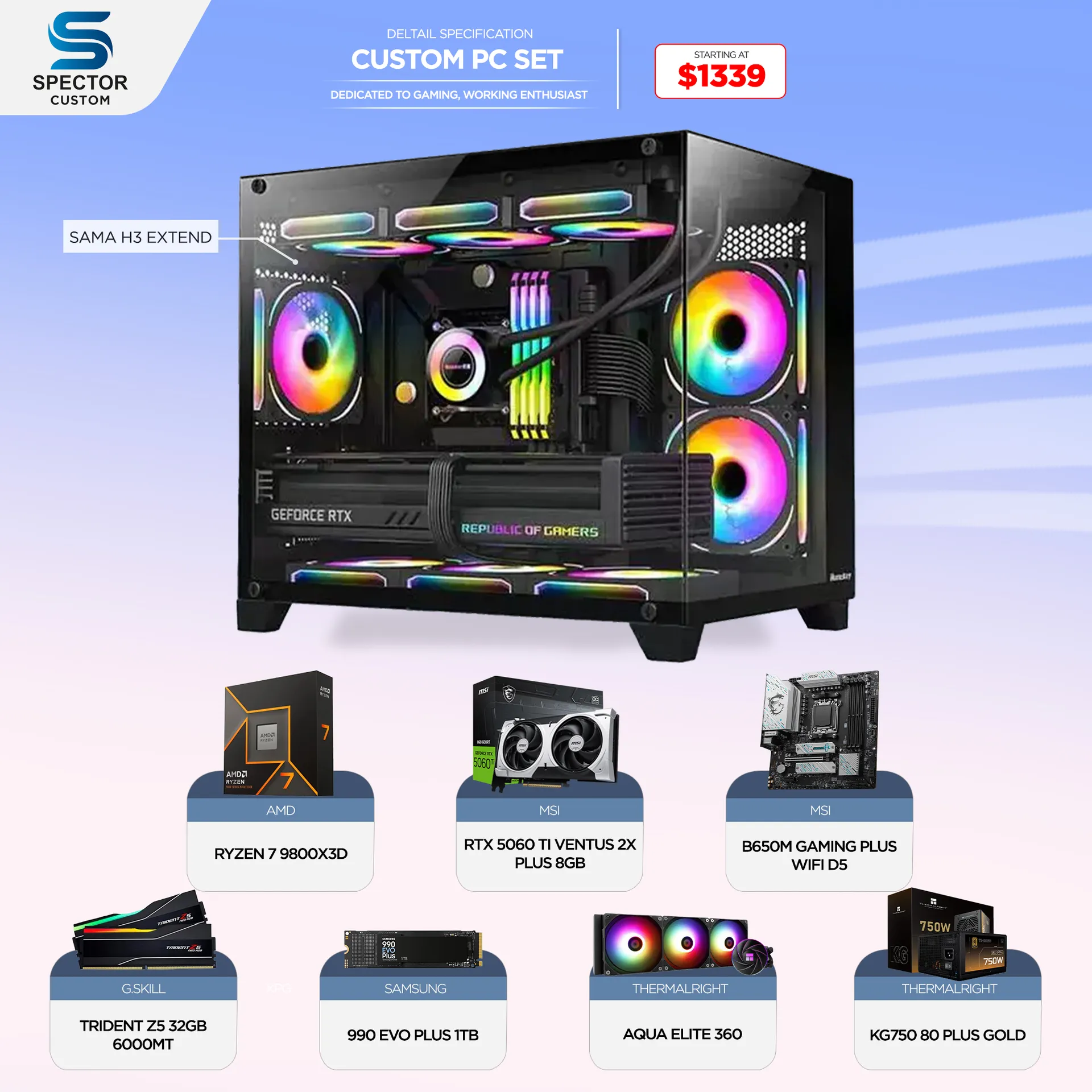 AMD Ryzen 7 9800X3D RTX5060 Ti