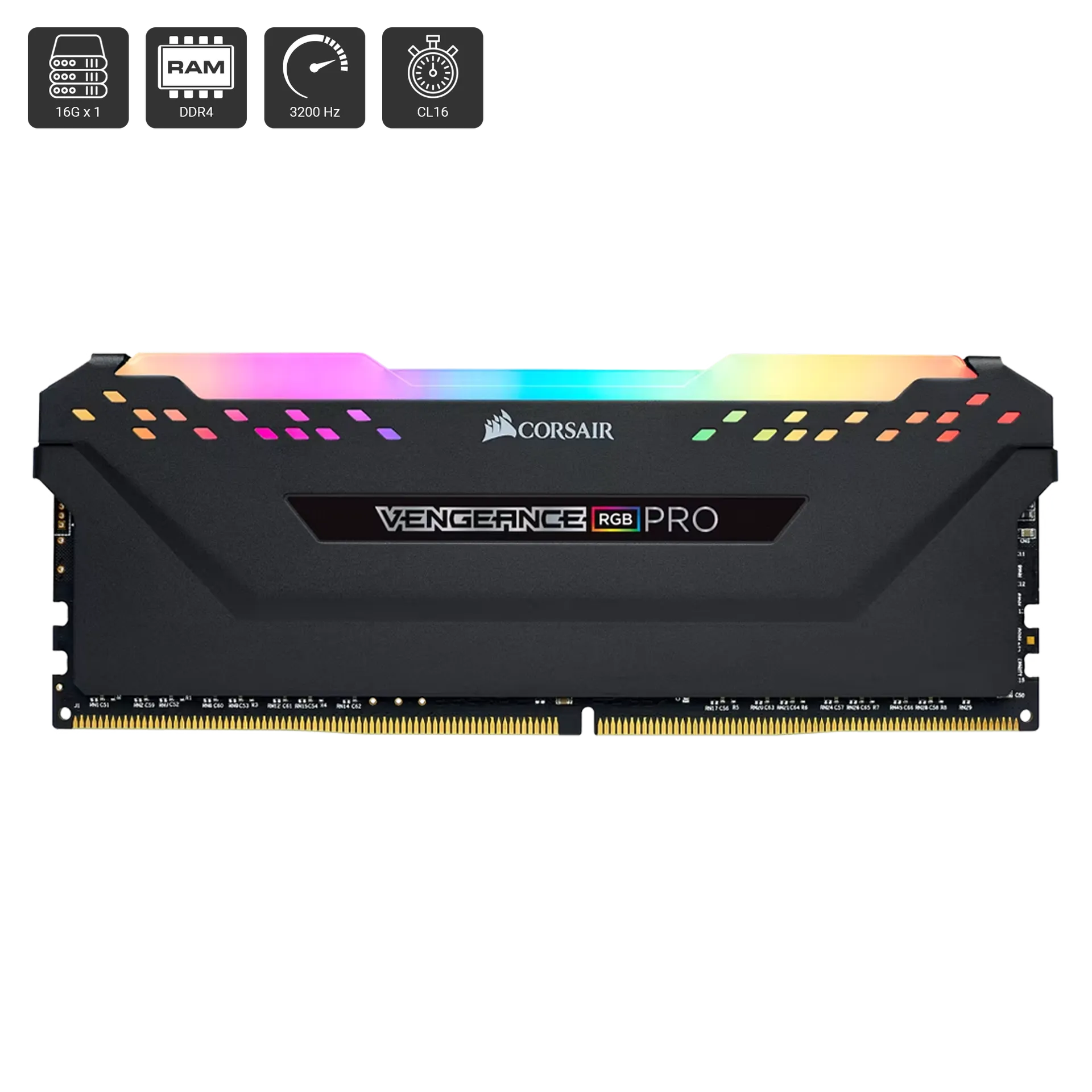 VENGEANCE® RGB Pro 16GB (1x16GB) DDR4 DRAM 3200MT/s