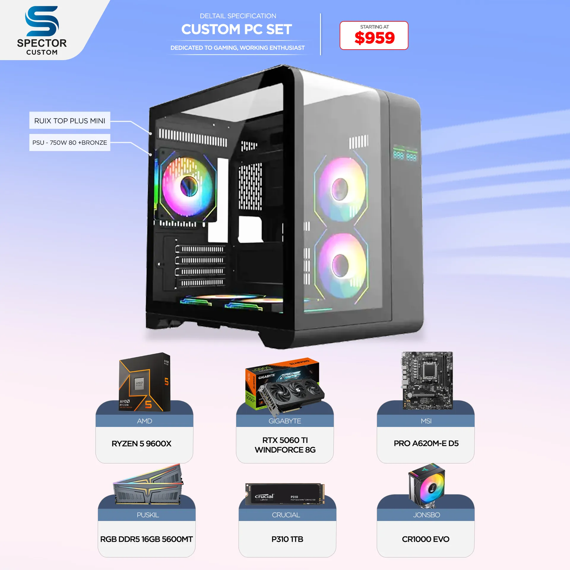 AMD Ryzen 5 9600X RTX5060 TI