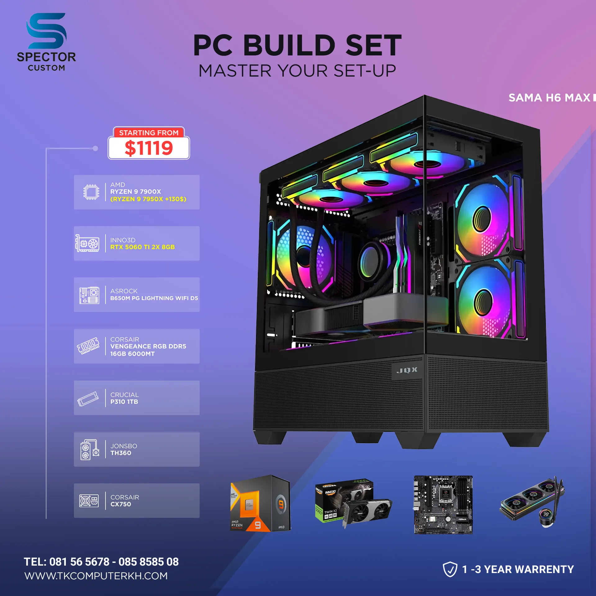 AMD Ryzen 9 7900X RTX5060 TI