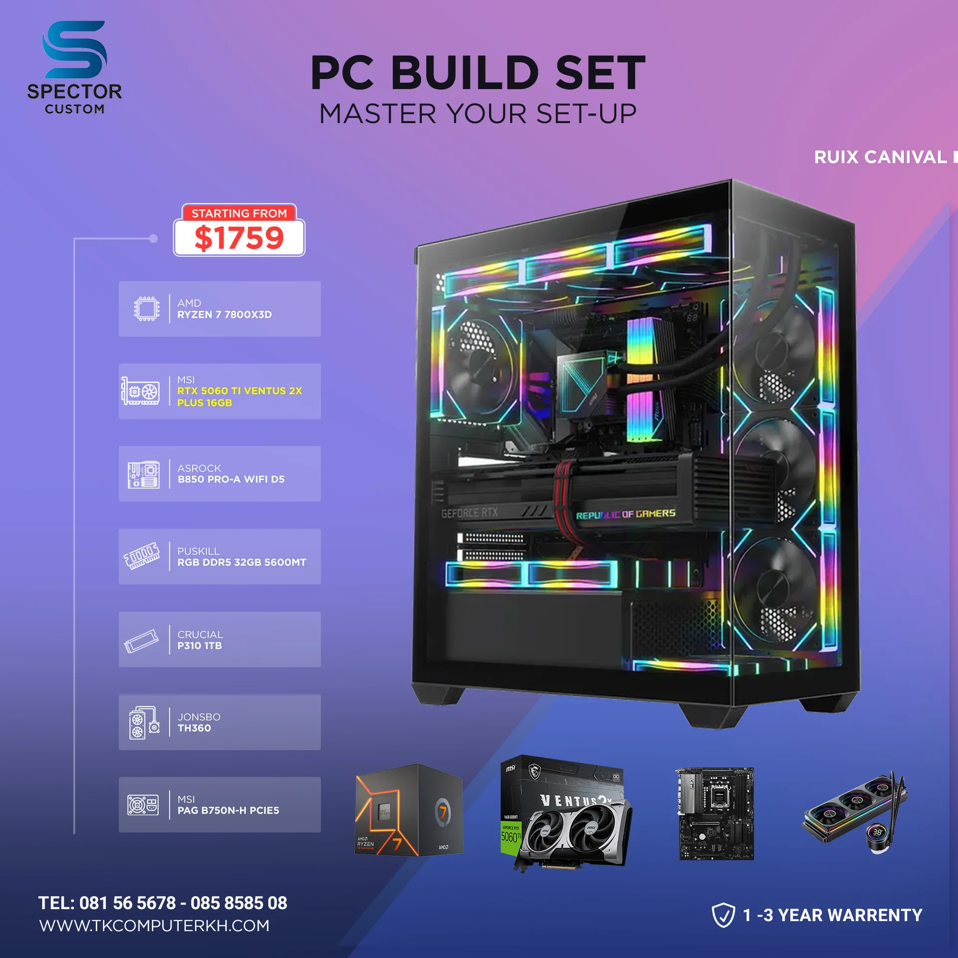 AMD Ryzen 7 7800X3D RTX5060 Ti