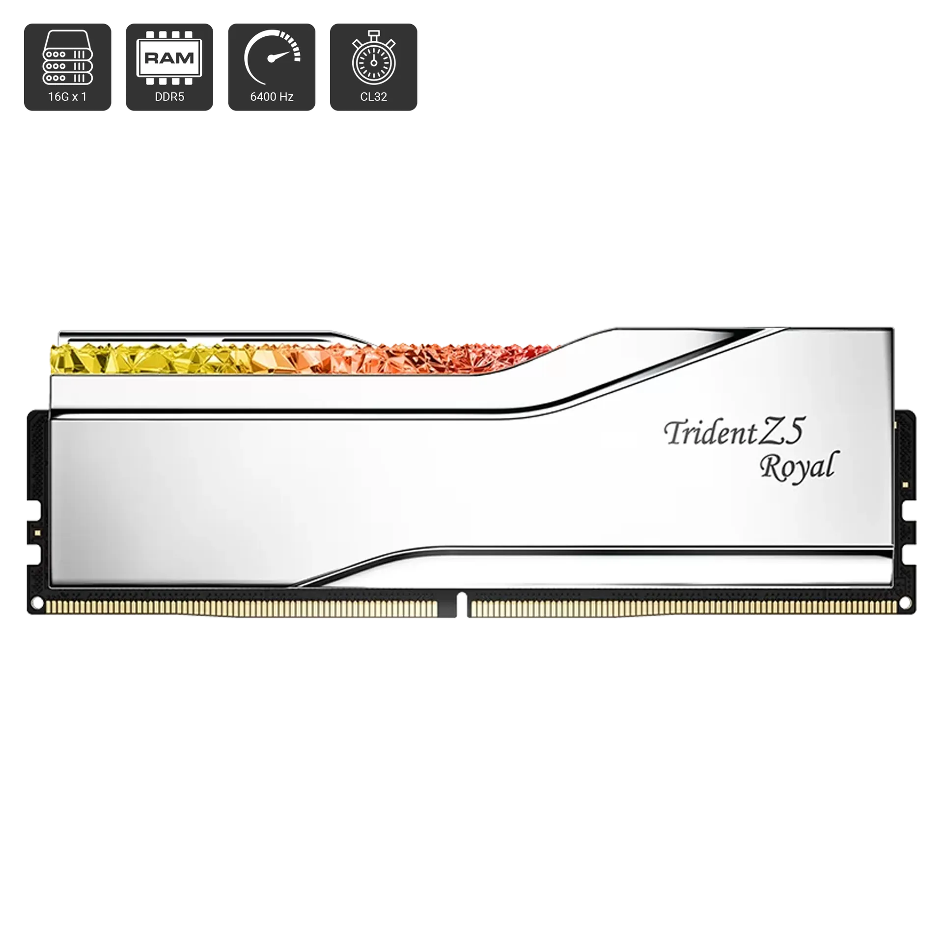 Trident Z5 Royal Silver RGB 16GB (1 x 16GB) DDR5 DRAM 6400Hz