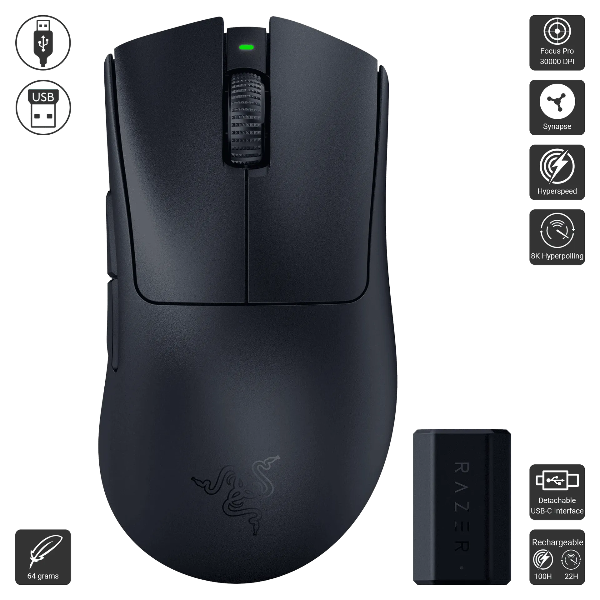 DeathAdder V3 Pro with 8000Hz Dongle