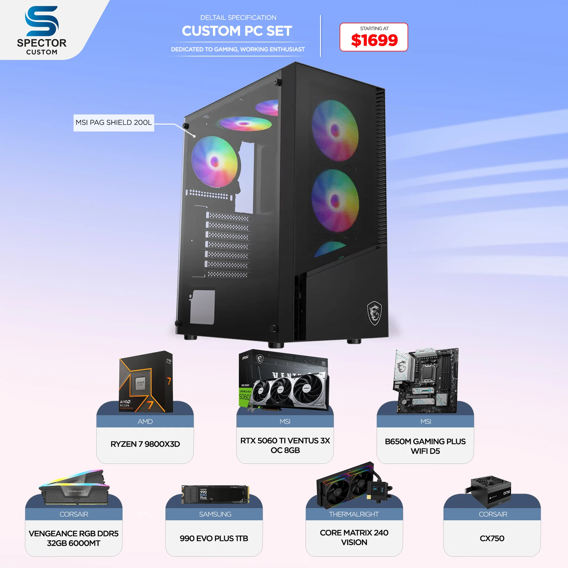 AMD Ryzen 7 9800X3D RTX5060 Ti