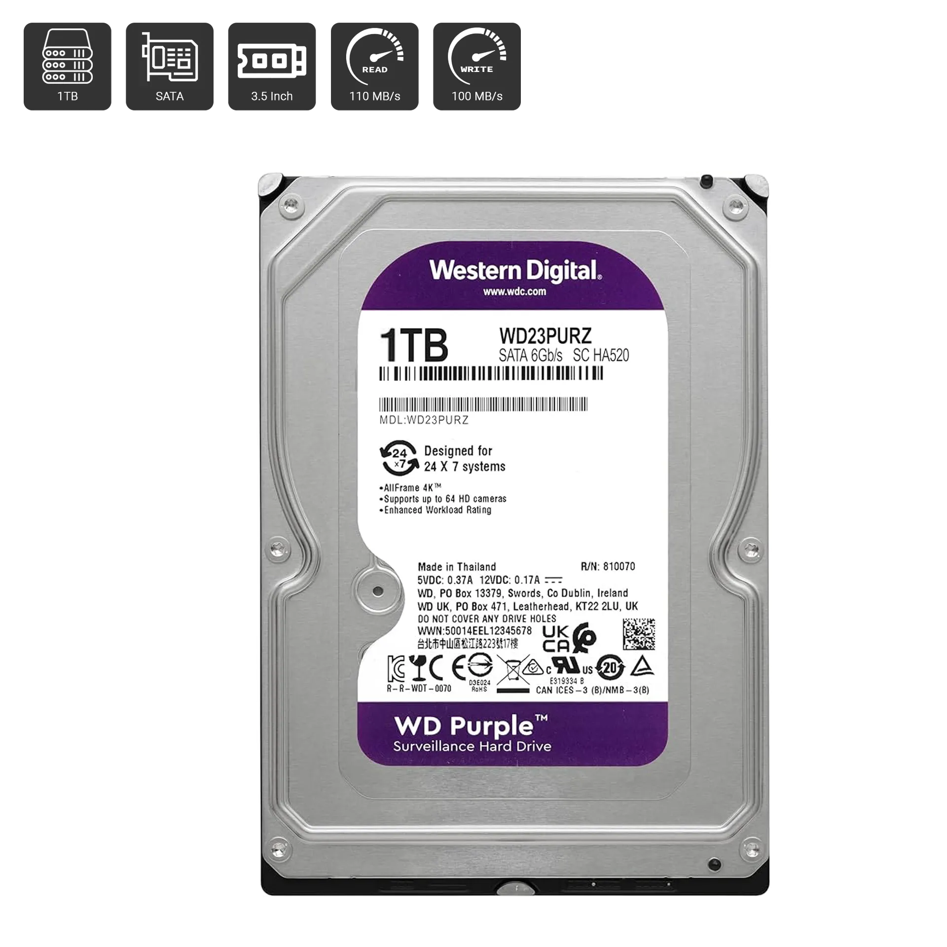 WD Purple HDD - 1TB